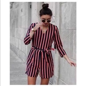 Banana Republic Stripe Belted Vee Romper  Shorts Size 14